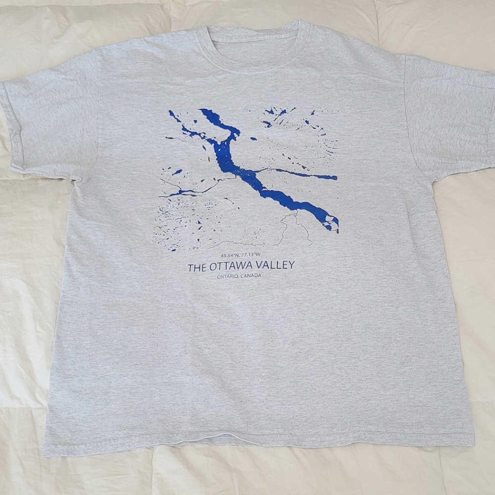Heathered grey Tee Shirt - Ottawa Valley Coordinates and Map